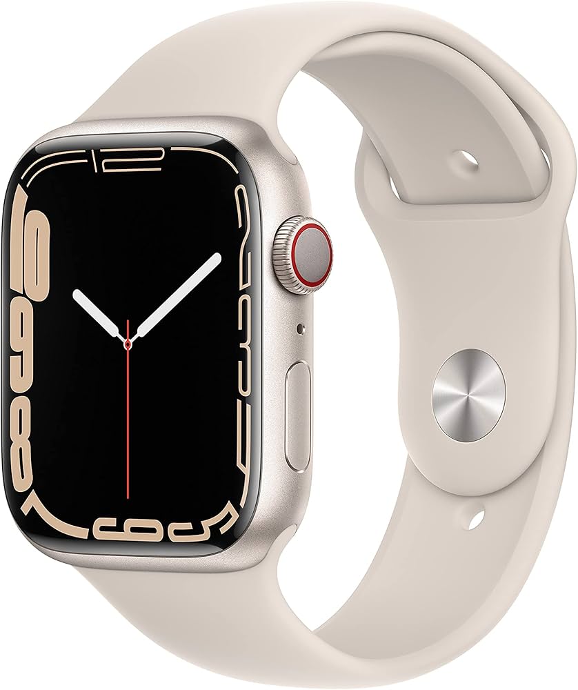 Apple Watch Series 7 45mm Middernacht Starlight | Aluminium Star Sportband | Smartwatch