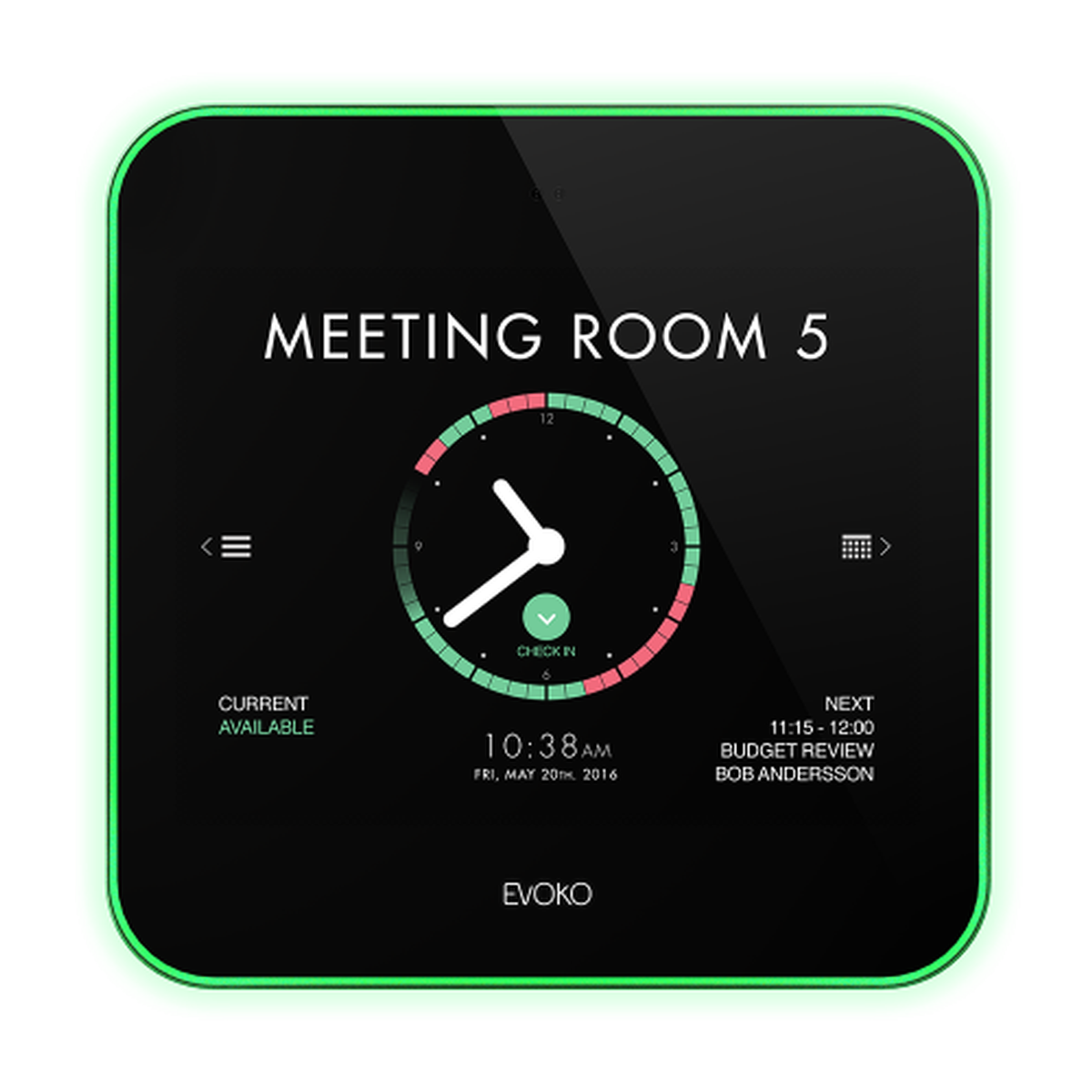 Evoko Liso Room Manager | 8 inch Touch Display | LED Statusring | PoE | WiFi | Vergaderruimte Planningssysteem